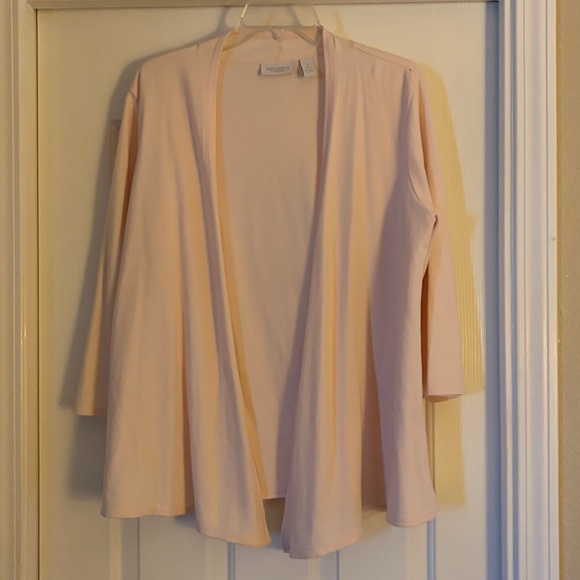 Chico’s weekend Women's Light Pink Open Front Cardigan size 1 (m) like new - Picture 2 of 4